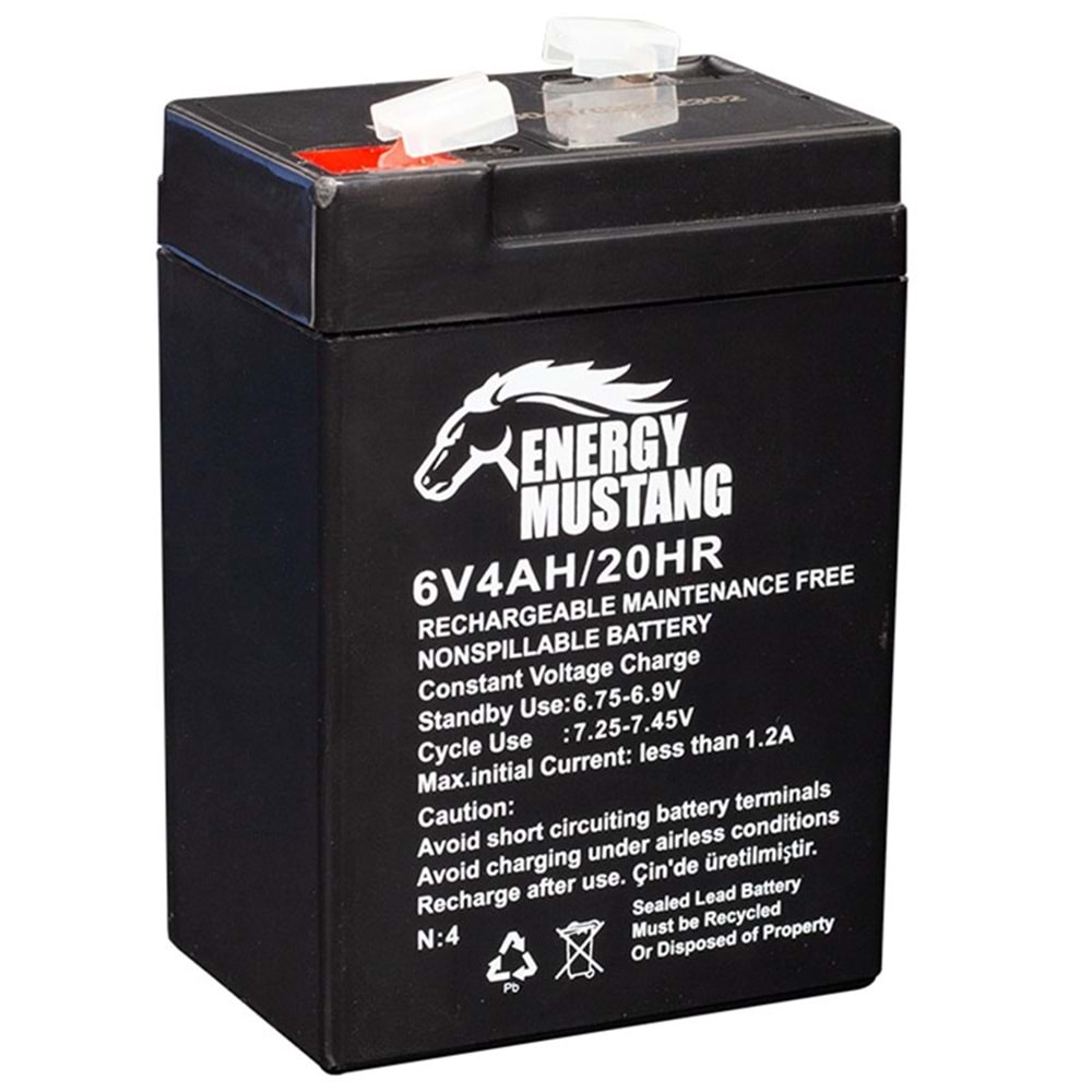 ENERGY MUSTANG ( ORBUS)6 VOLT 4 AMPER AKÜ (70 X 48 X 101 MM) (IŞILDAK AKÜSÜ)
