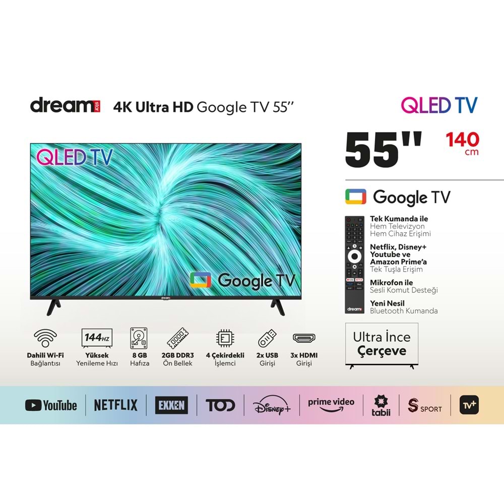 DREAMSTAR GOOGLE TV 55DSE102Q 55 İNÇ (140 CM) LED TV