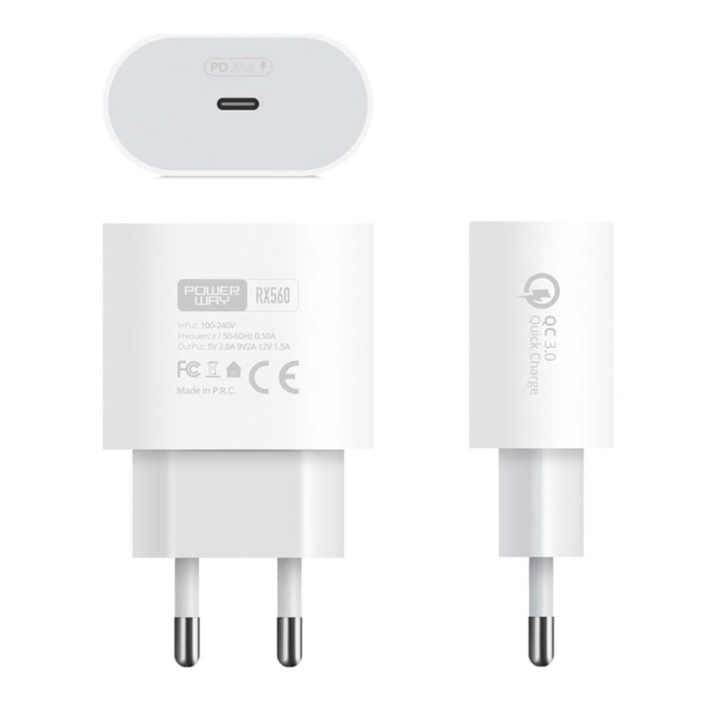 POWERWAY RX-560 TYPE C + IPHONE 3 AMPER HIZLI ŞARJ ALETİ