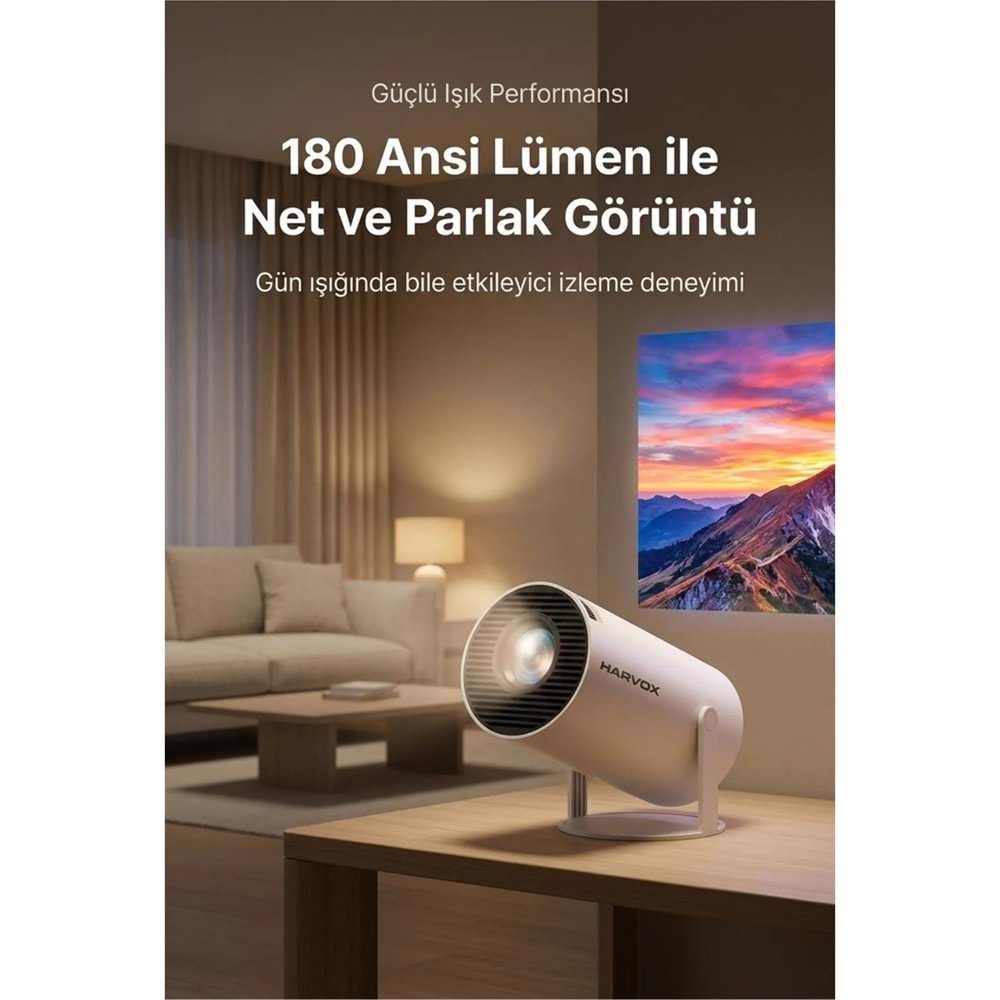 Harvox HY300 Pro Upgrade Projeksiyon Cihazı Taşınabilir Android Sistemli Wifi HDMI USB Destekli Projektör