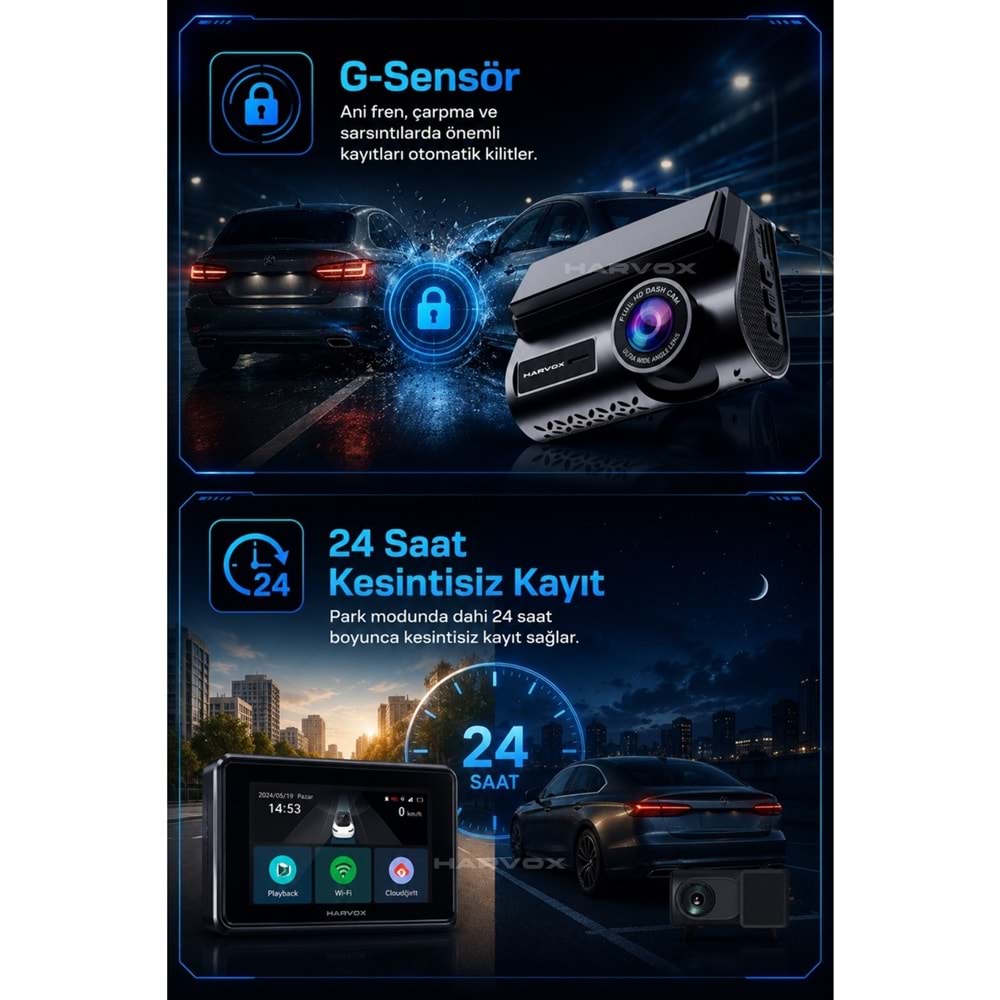 HARVOX 2kMAX Hd Görüntü Wifi Gps Özellikli Sim Kart Destekli Araç Kamerası