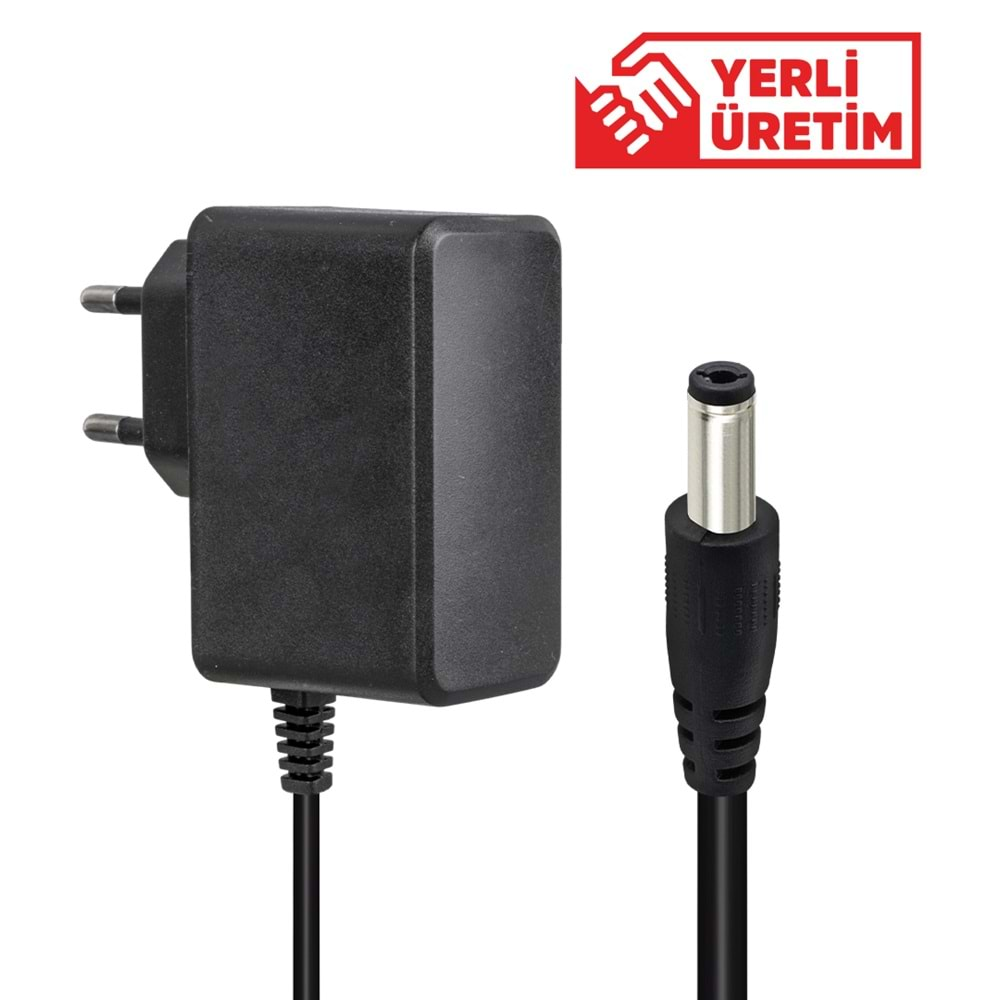 WEKO 12 VOLT - 1 AMPER 5.5*2.5 UÇLU PLASTİK KASA PRİZ TİP ADAPTÖR KUTUSUZ YERLİ ÜRETİM