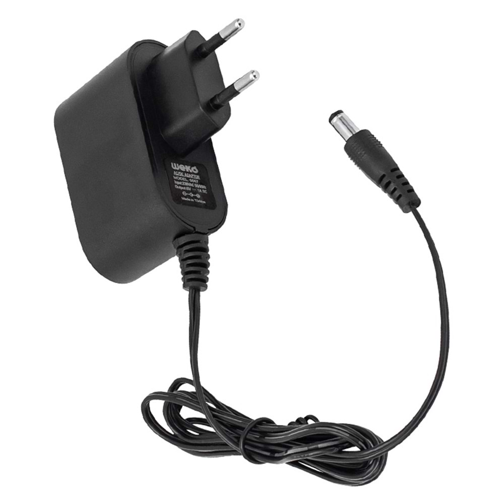 WEKO 5 VOLT - 1 AMPER 5.5*2.5 UÇLU PLASTİK KASA PRİZ TİP ADAPTÖR KUTUSUZ YERLİ ÜRETİM