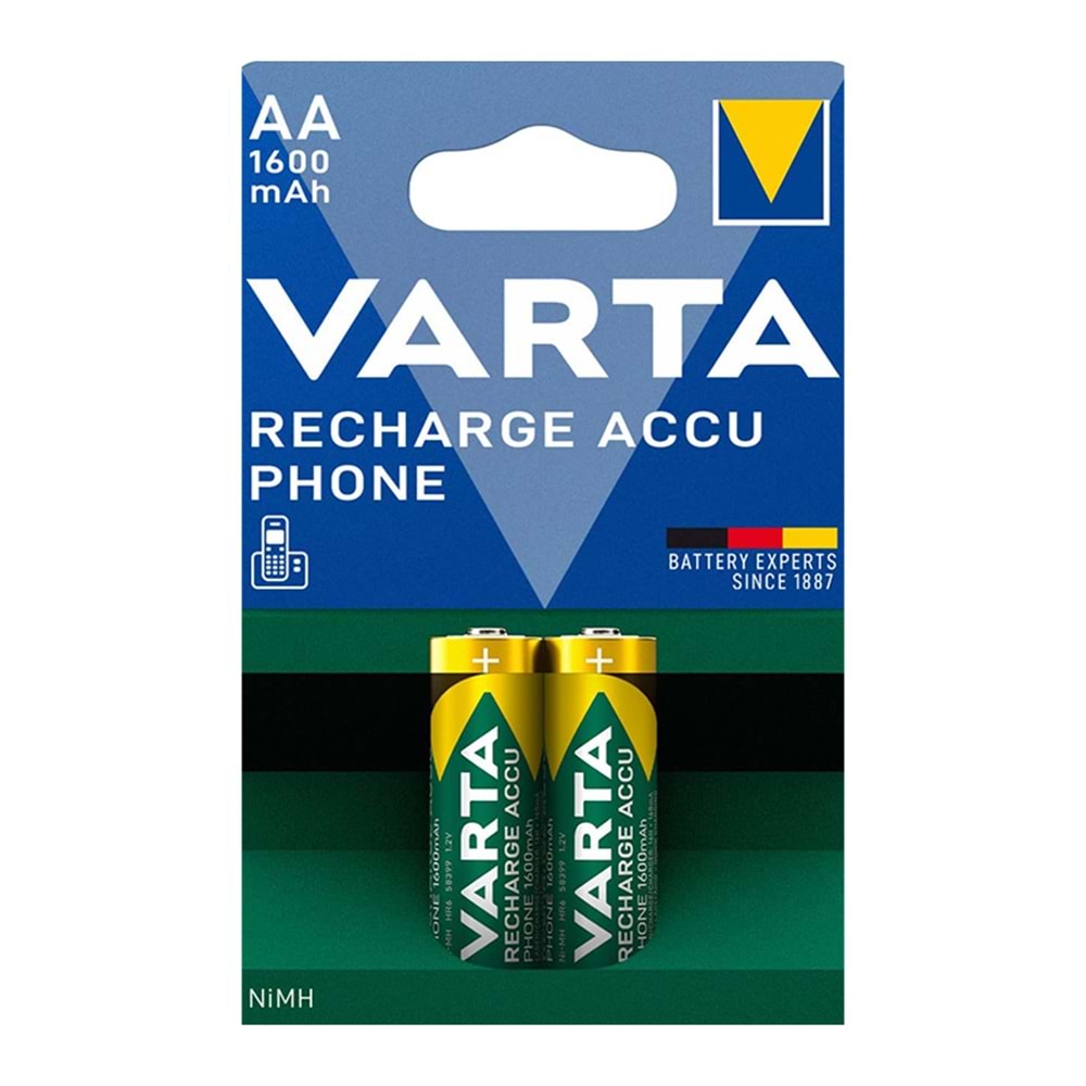 VARTA NI-MH 1.2 VOLT - 1600 MAH HR6 AA ŞARJLI 2'Lİ KALEM PİL