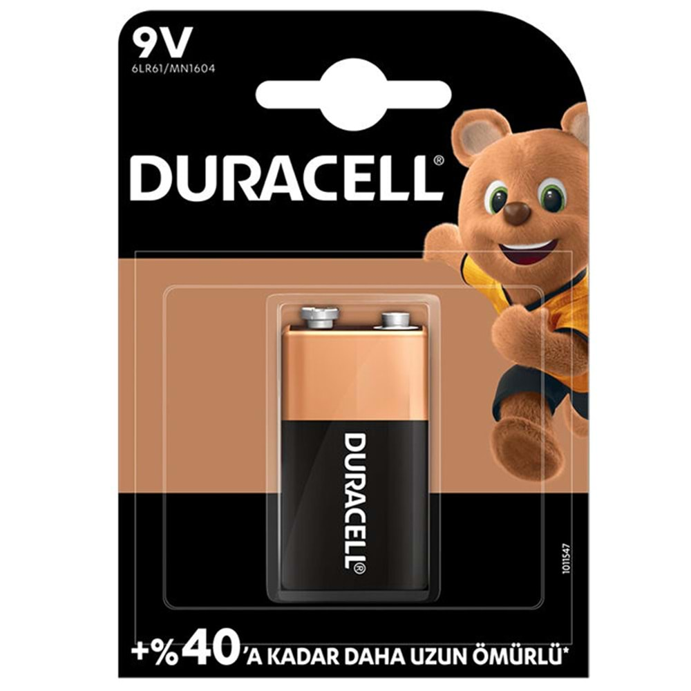 DURACELL 6LR61/MN1604 9 VOLT ALKALİN PİL (TEKLİ)