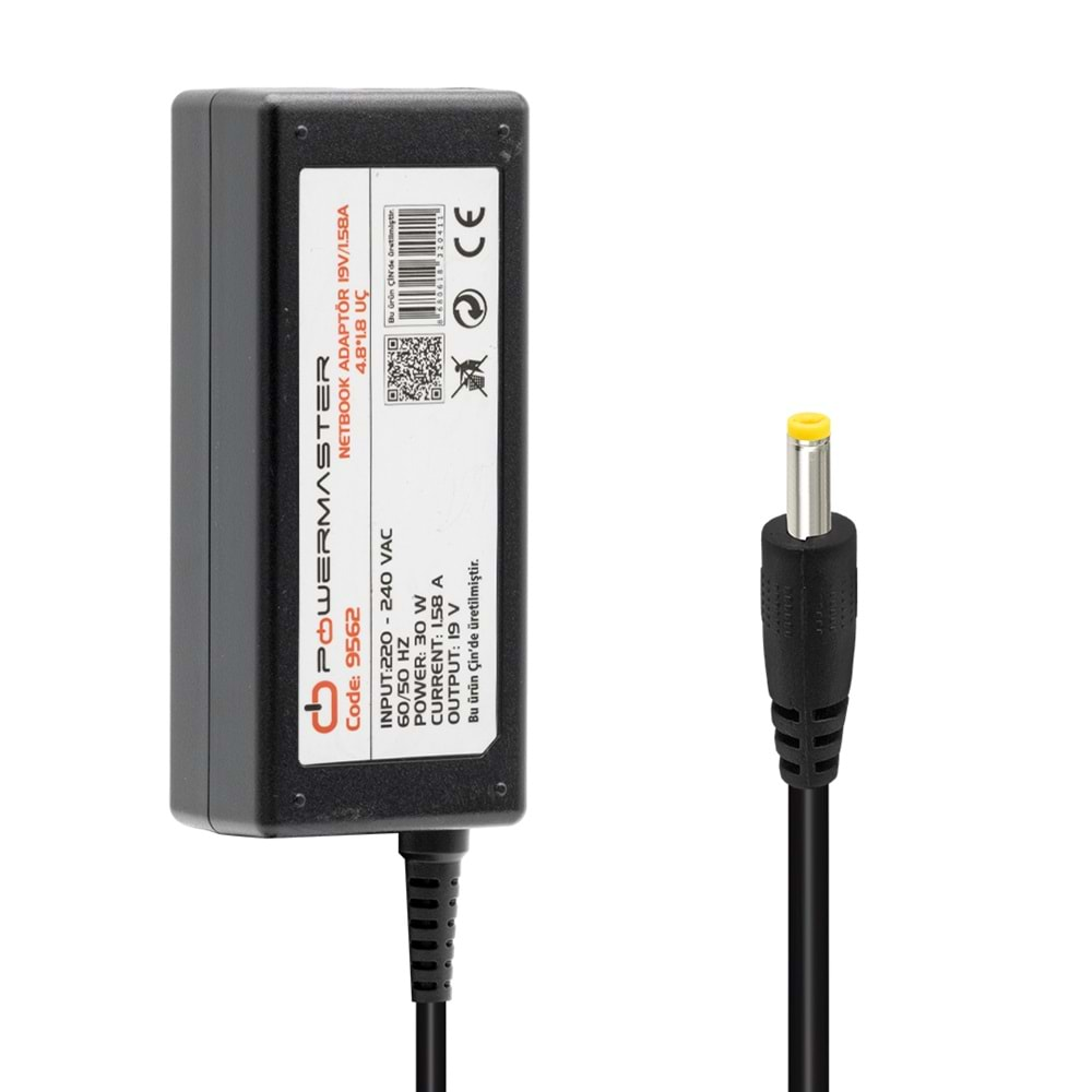 POWERMASTER 19 VOLT - 1.58 AMPER 4.8*1.8 UÇLU HP NETBOOK ADAPTÖR