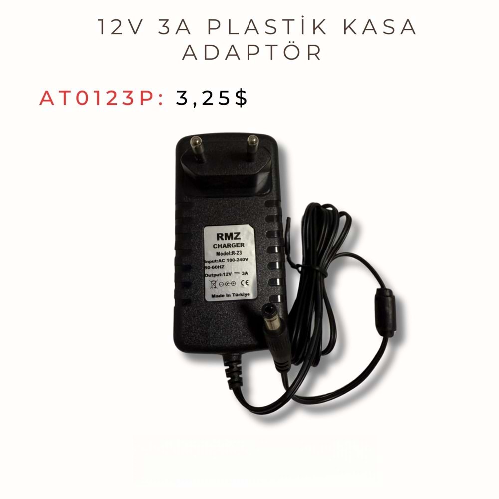 12V 3A DC Priz Tipi Plastik Adaptör