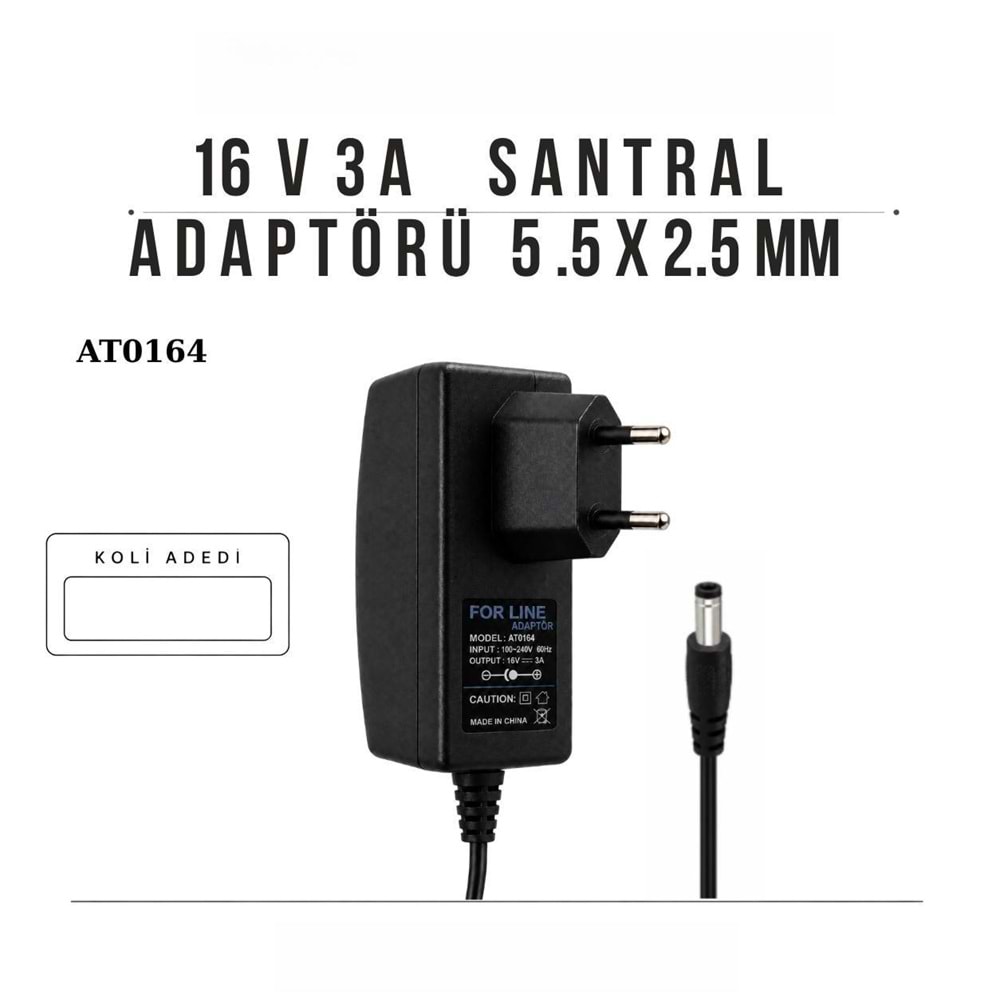 16V 3A Santral Adaptörü 5,5x2,5mm Uçlu