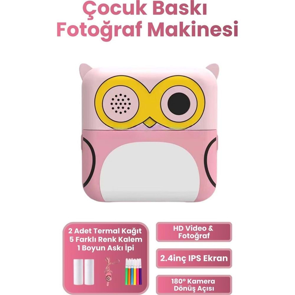 Çocuk Kamerası Dijital Hd Video Kayıt ve Fotoğraf Termal Resim Kağıt Baskılı Yazıcı