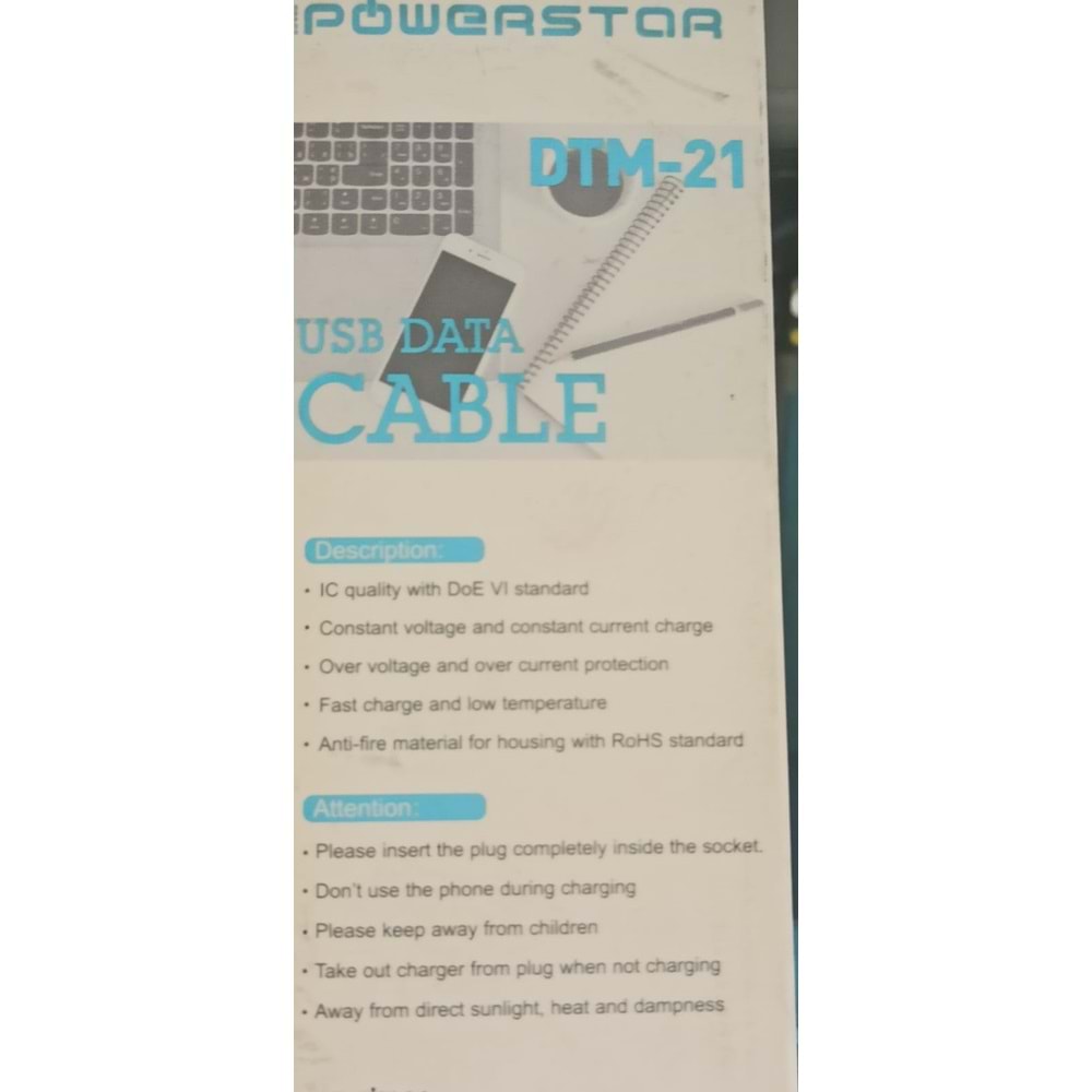 POWERSTAR DTM-21 LIGHTNING IPHONE ŞARJ VE DATA KABLOSU