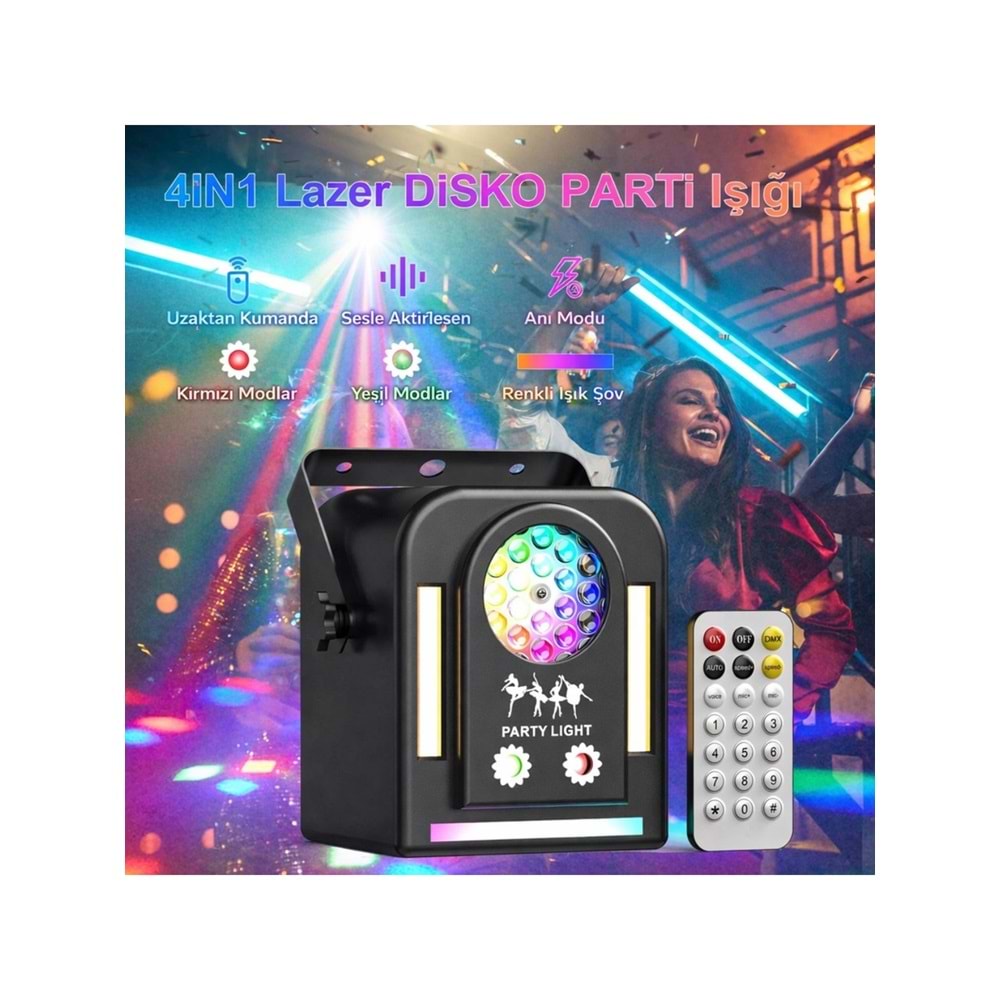 Hepu FB-1100 Elf Beam Rgb Lazerli Parti Aydınlatma Işığı - Uzaktan Kumandalı Mini Efekt Lambası