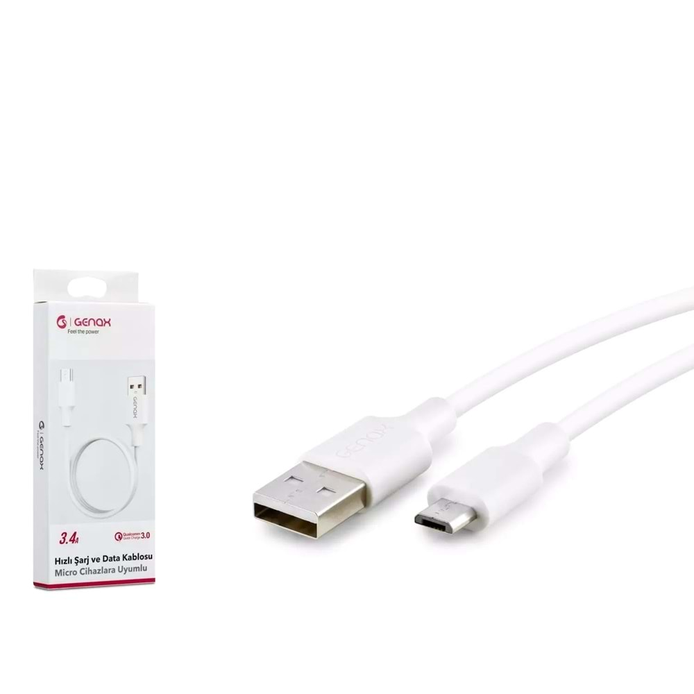 GENAX GNX035 MICRO USB TO USB KABLO 3.4A 1M BEYAZ