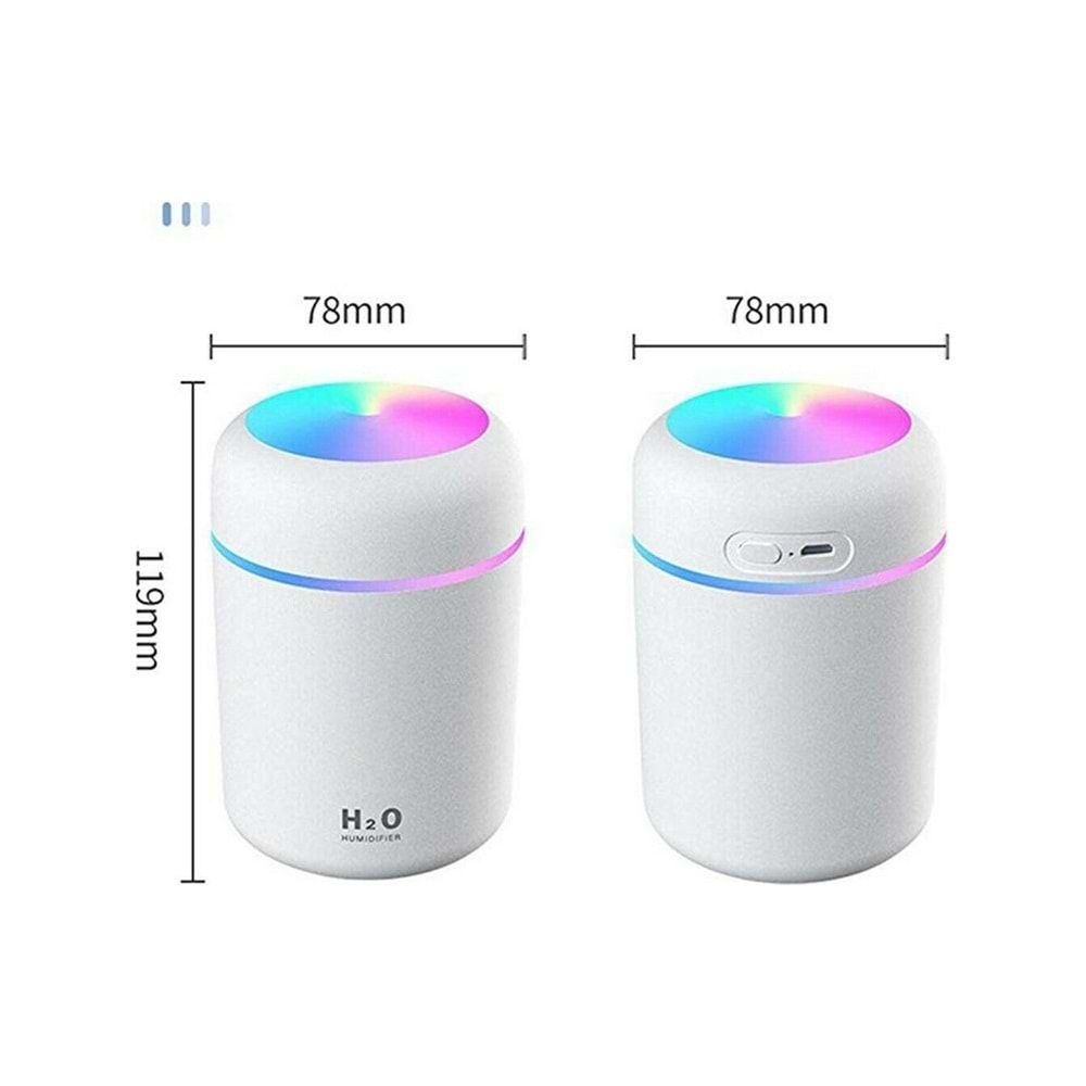 HARVOX H2Q LED Işıklı Mini Ortam Oda Hava Nemlendirici ve Taşınabilir Buhar Makinesi H2Q Humidifier