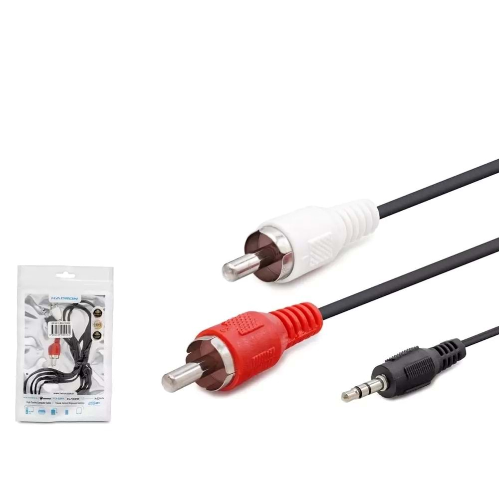 HADRON HDX1042 AUX3.5 (M) TO 2RCA (M) KABLO 1.5M SİYAH