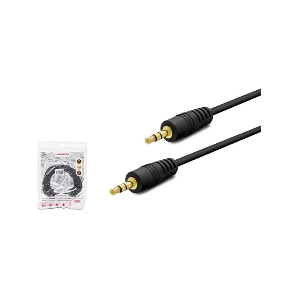 HADRON HDX1046 AUX3.5 (M) TO AUX3.5 (M) KABLO 2LINE GOLD 5M SİYAH