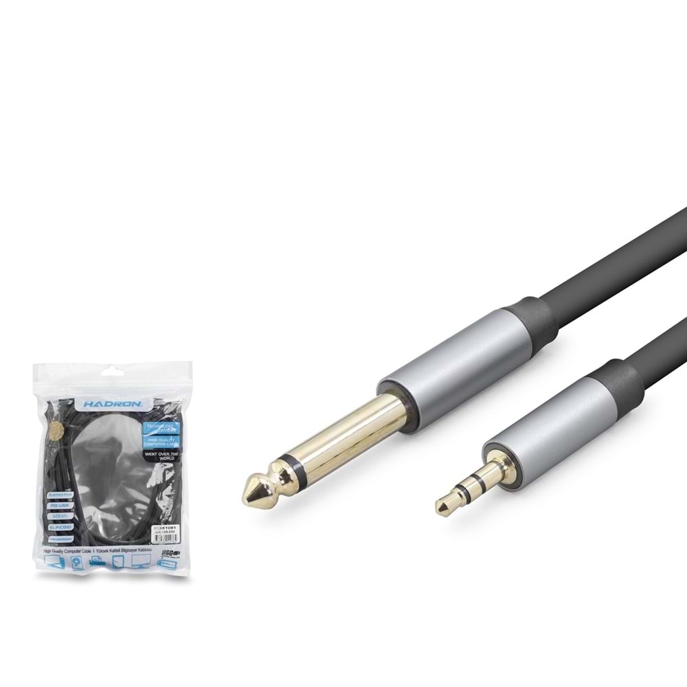 HADRON HDX1081 3.5 mm to 6.35 mm Stereo Jack Kablosu 5 m Siyah
