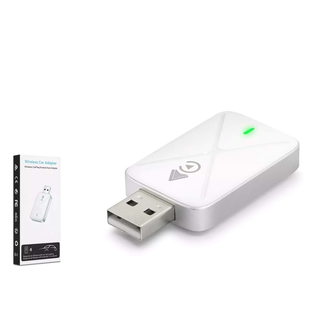 Hadron Hdx1396 Kablosuz CarPlay & Android Auto Adaptörü – Bluetooth 5.0 5G Wifi Beyaz