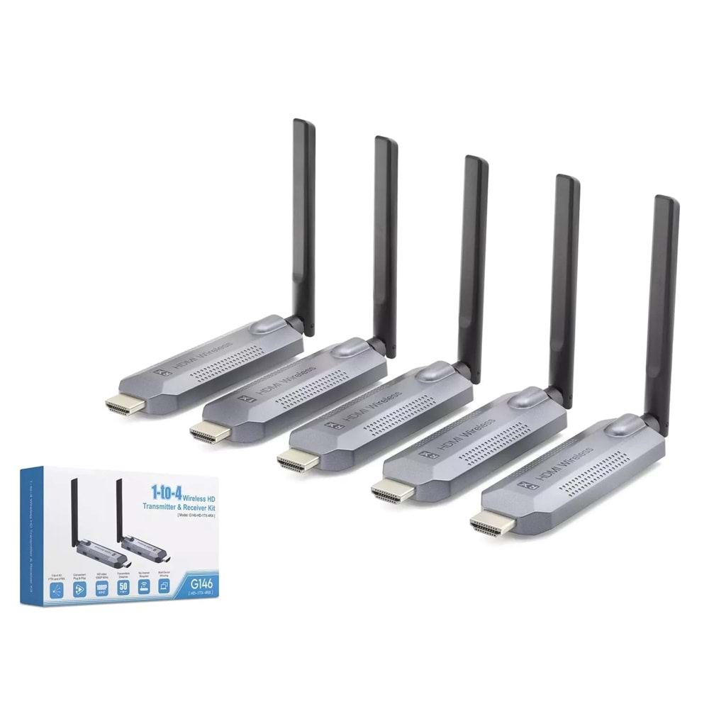 Hadron Hdx1418 Hdmi Kablosuz Transmitter + Receiver Kit HD 1TX To 4RX 50M Gri