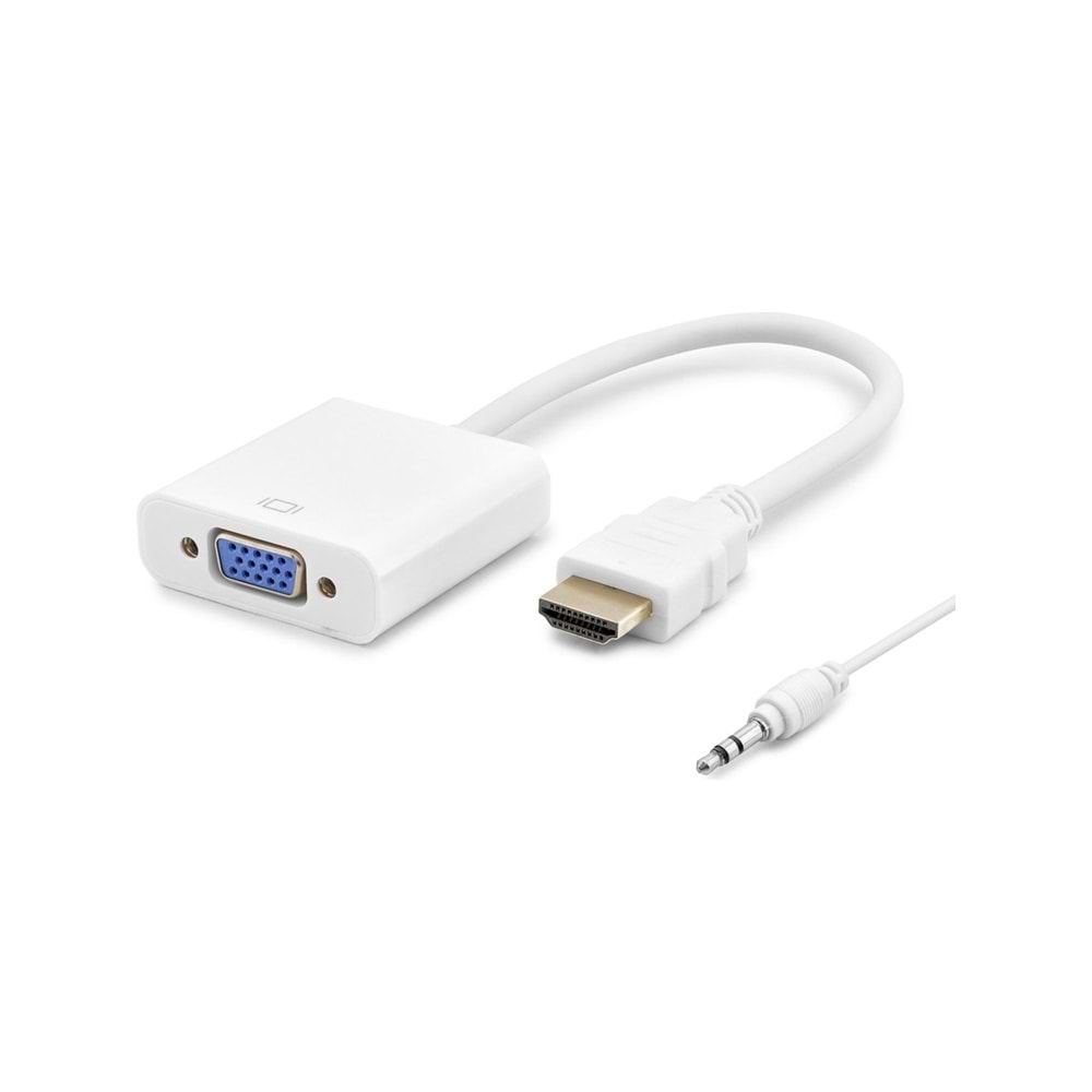HADRON HDX2019 HDMI TO VGA ÇEVİRİCİ ADAPTÖR M/F SESLİ SİYAH-BEYAZ