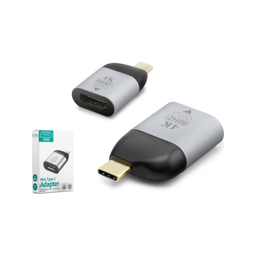 HADRON HDX2352 TYPE-C (M) TO HDMI (F) ADAPTÖR 3.1 4K 60HZ GRİ