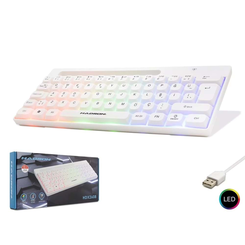 Hadron Hdx2608 Kablolu Oyuncu Mini Klavye Led Q Beyaz