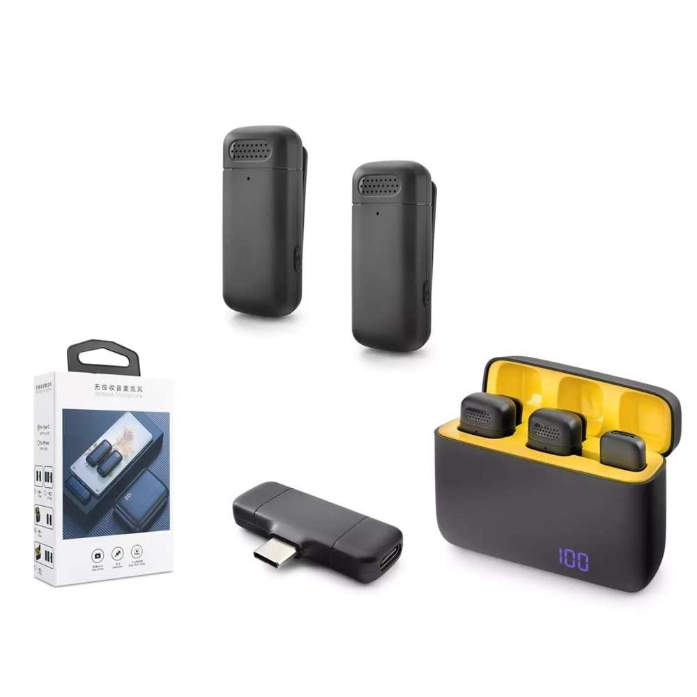 Hadron Hdx2799 Kablosuz 2*Mikrofon Type-C Siyah