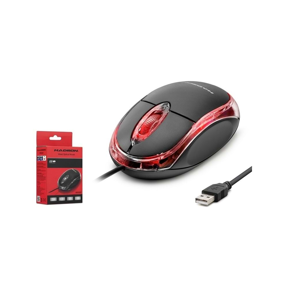 HADRON HDX3251 MOUSE KABLOLU USB LEDLİ 800 DPI 113CM