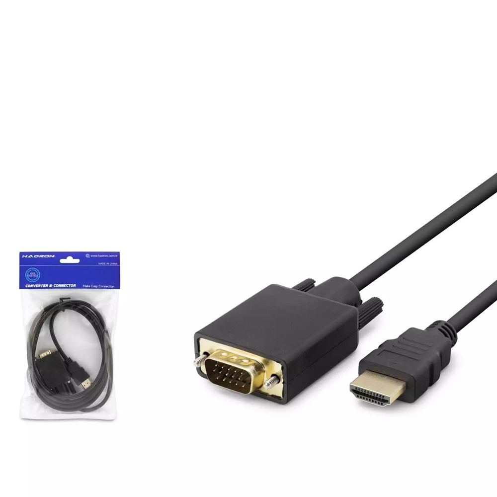 HADRON HDX7795 HDMI (M) TO VGA (M) KABLO 1.8M 120HZ SİYAH