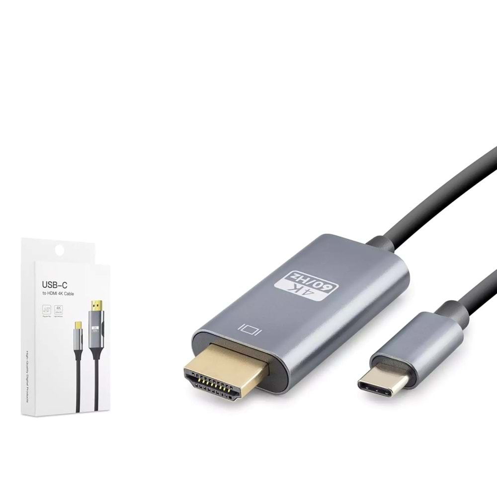 HADRON HDX7837 Type-C to HDMI Görüntü Kablosu 4K 60 Hz 1.8 m - Gri