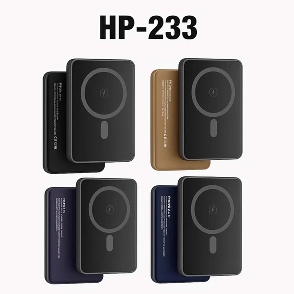 HEPU HP-233 5.000 mAh MagSafe Kablosuz Powerbank – 15W Kablosuz + 22W PD3.0 Hızlı Şarj + Ultra İnce Tasarım