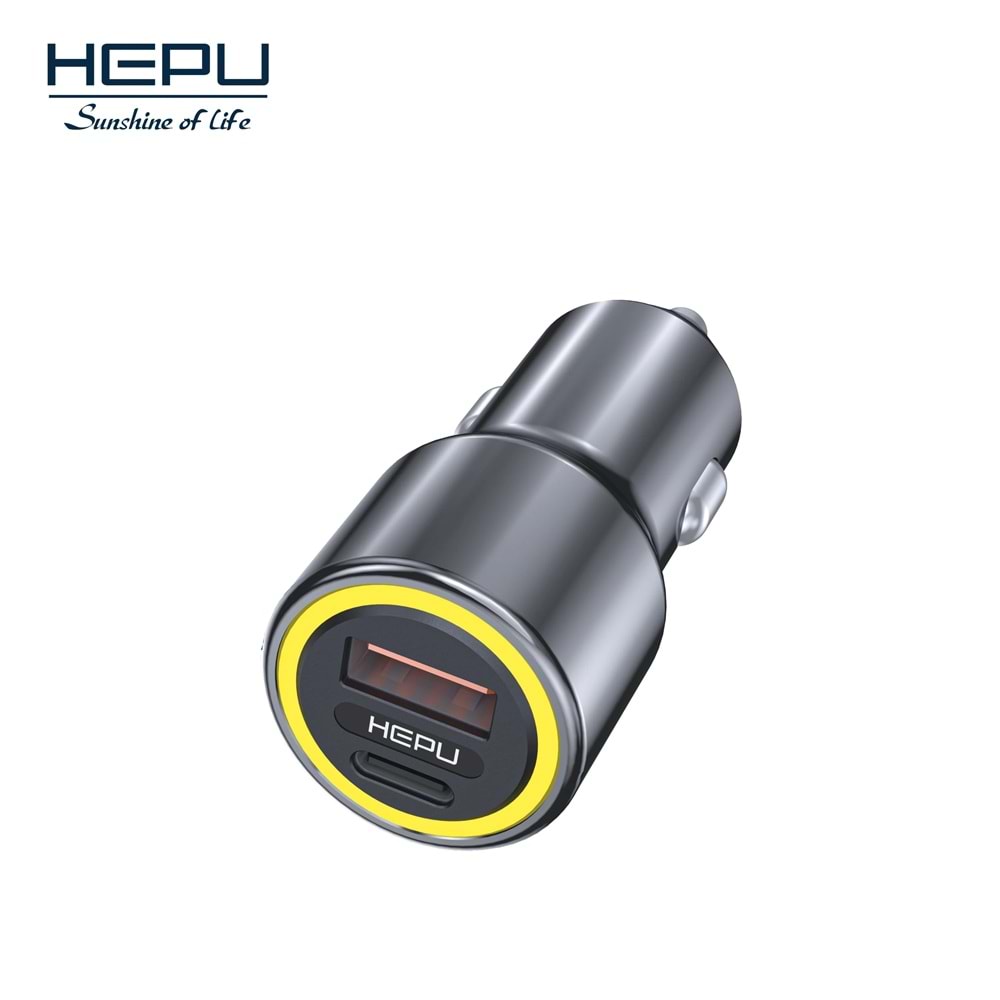 HEPU HP-782 48W Hızlı Araç Şarjı – Type-C & USB Çıkışlı Metal Gövde