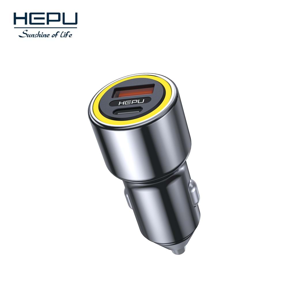 HEPU HP-782 48W Hızlı Araç Şarjı – Type-C & USB Çıkışlı Metal Gövde