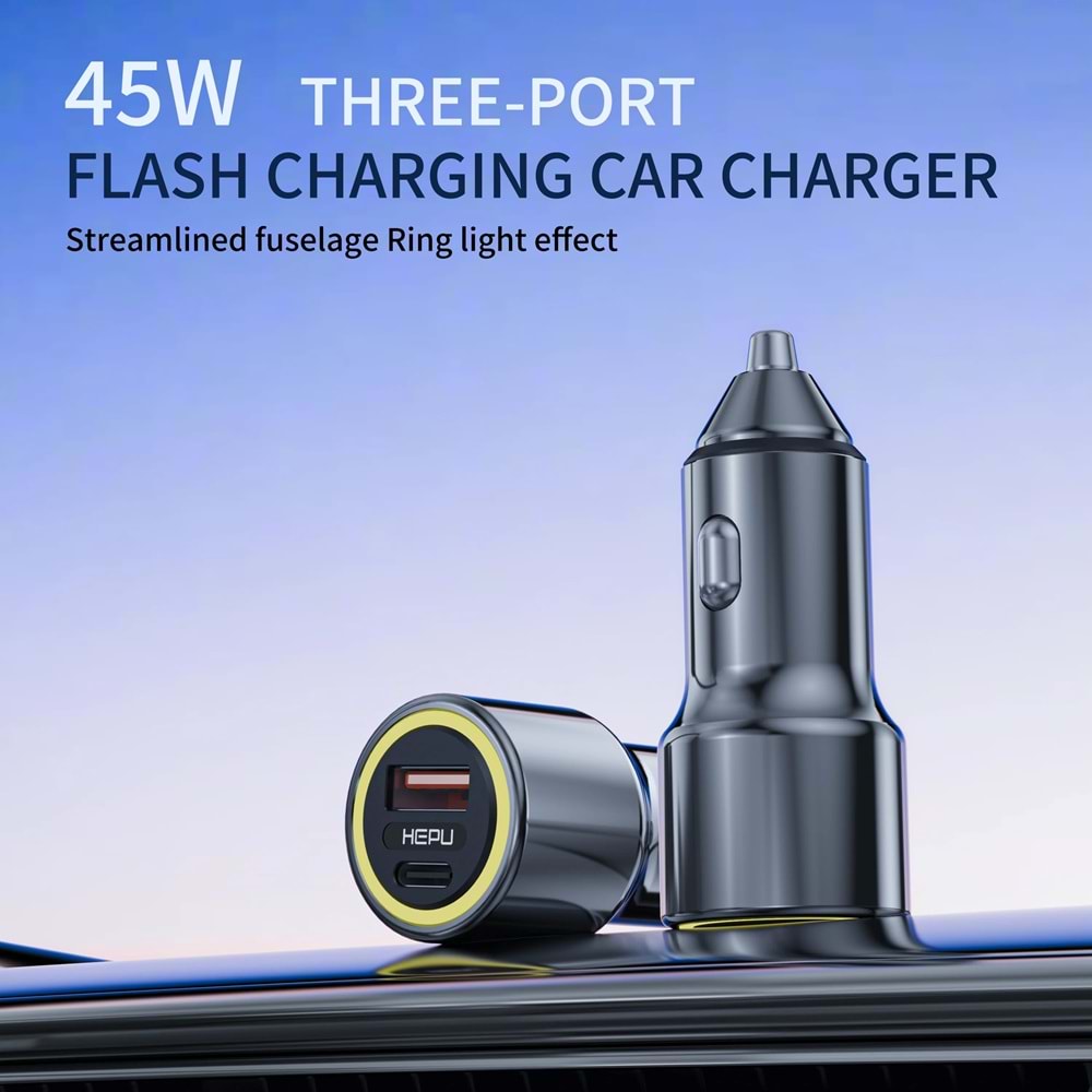 HEPU HP-782 48W Hızlı Araç Şarjı – Type-C & USB Çıkışlı Metal Gövde