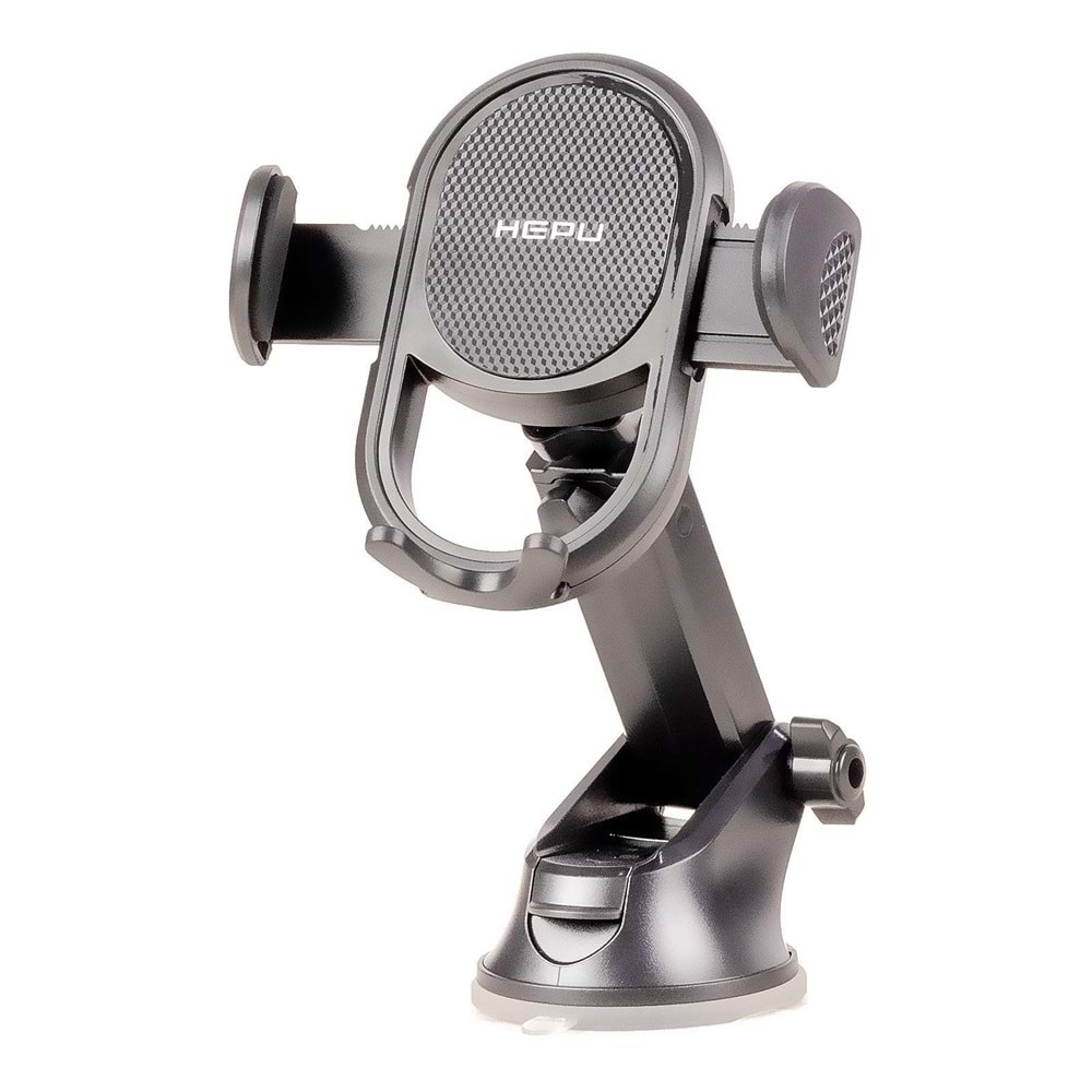 HEPU HP-A02 Cam Tipi Telefon Tutucu – Yuvarlak Gövde + Ayarlanabilir Kol + Güçlü Vantuz