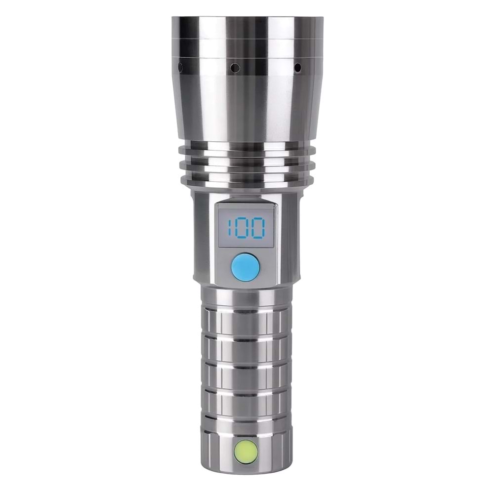 HEPU HP-M07 Profesyonel LED El Feneri – Dijital Göstergeli, Zoom Odaklı, USB Giriş/Çıkışlı, Powerbank Özellikl