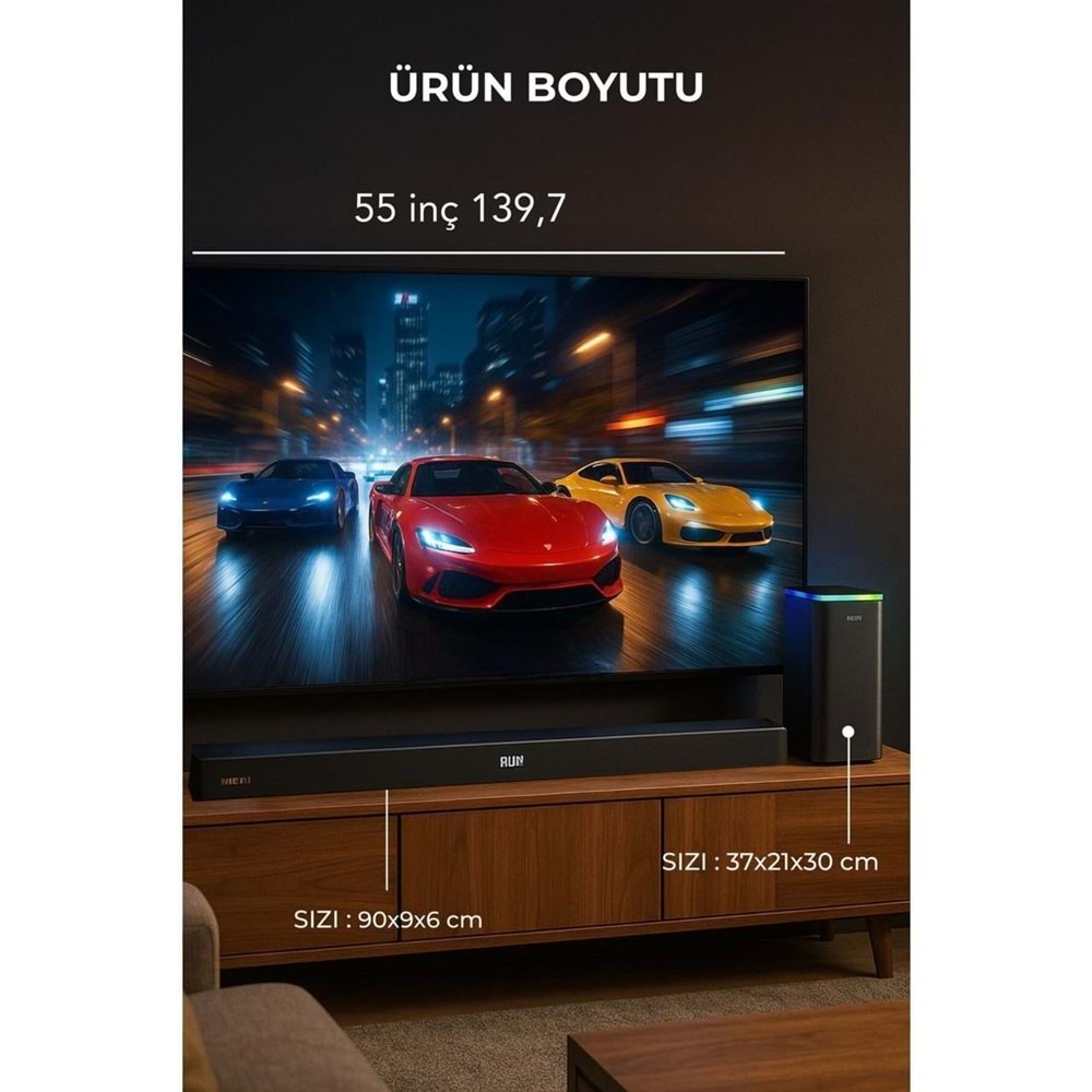 HEPU HP-TV06 Soundbar Kablosuz Ev Sinema Sistemi Stereo Hd Ses Kalitesi 100 Watt Amfi 80 Watt Soundbar Bt