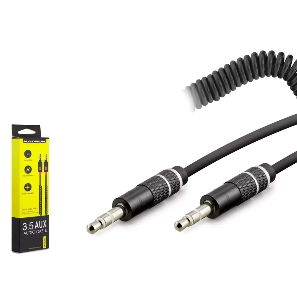 HADRON HR4296A AUX3.5 (M) TO AUX3.5 (M) KABLO 2LINE SPIRAL 1.5M SİYAH