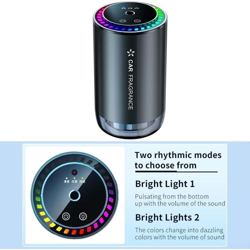 HARVOX Akıllı Araba Hava Temizleyici Nemlendirici - Otomatik Açma/Kapama, 500mAh Pil, Araç İçi Tazelik için Yıldızlı Işık Projeksiyonu ile 3 Seviyeli Ayarlanabilir Aroma Difüzörü