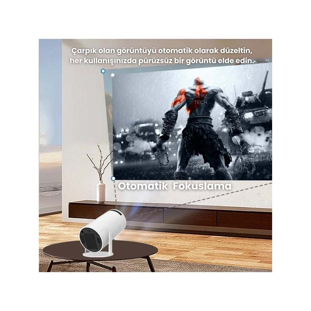 Harvox HY300 Pro Upgrade Projeksiyon Cihazı Taşınabilir Android Sistemli Wifi HDMI USB Destekli Projektör