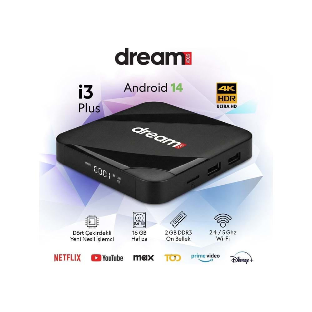 Dreamstar I3 Plus Android Tv Box | Android 14 | Ses Komut Desteği | 6k Ultra Hd