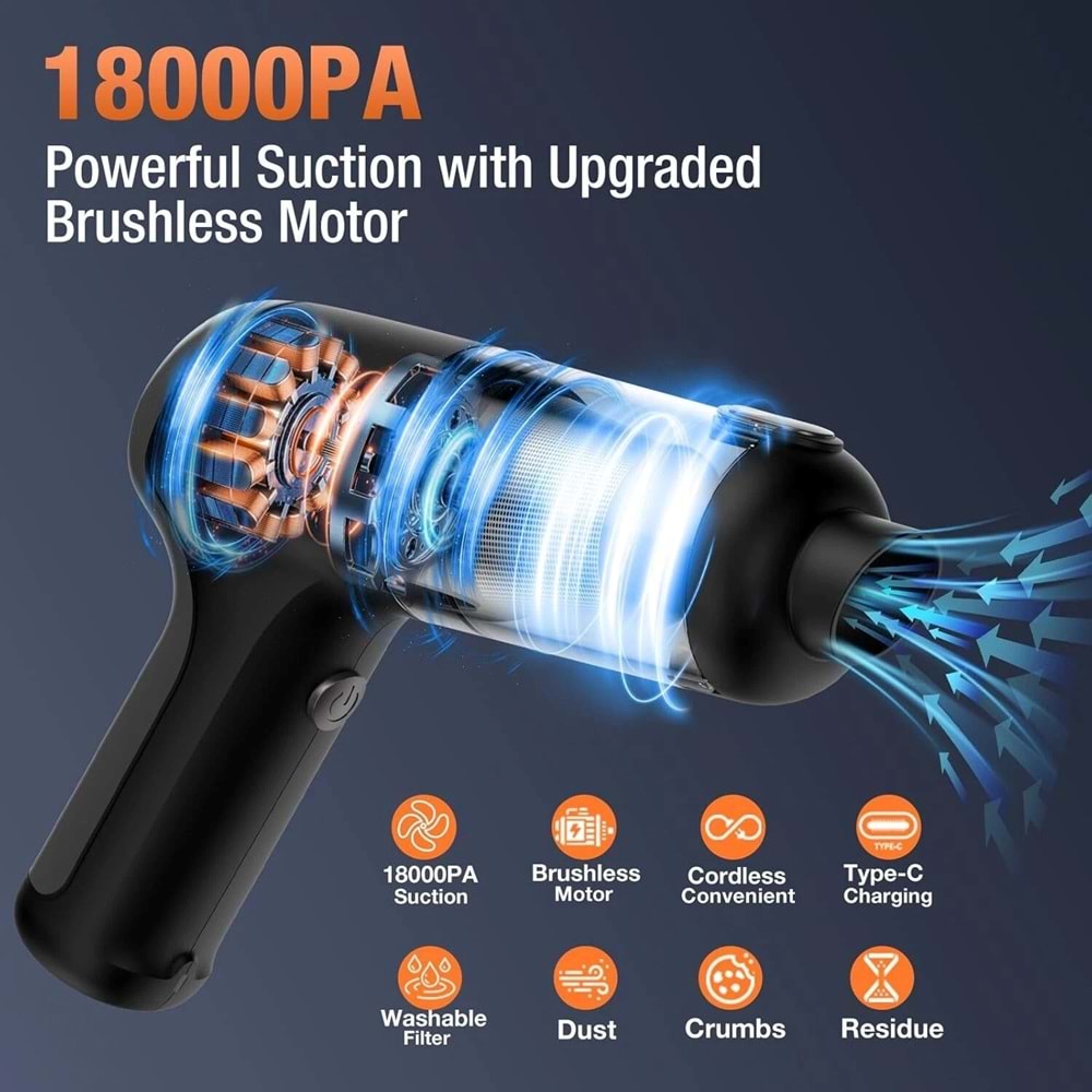 El Mini Hava Üfleyici / Araba Süpürgesi, Şarj Edilebilir LT-126A