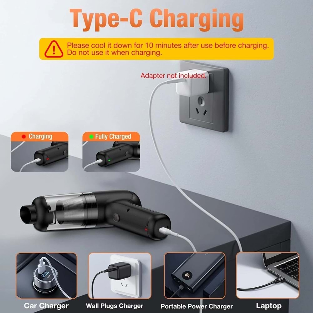 El Mini Hava Üfleyici / Araba Süpürgesi, Şarj Edilebilir LT-126A