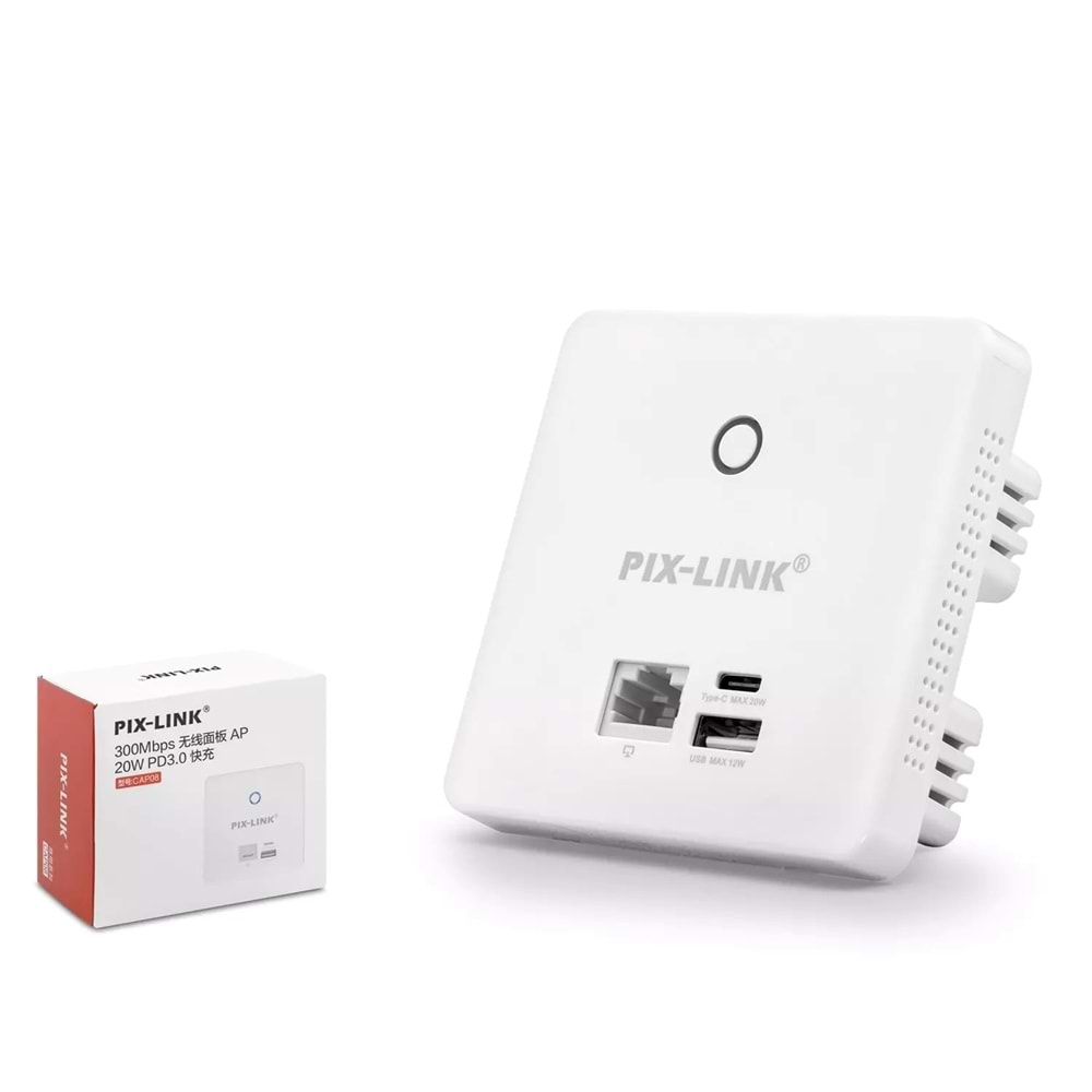 Pix-Link LV-CAP08 Duvar Tipi WiFi Access Point Repeater 300Mps Beyaz