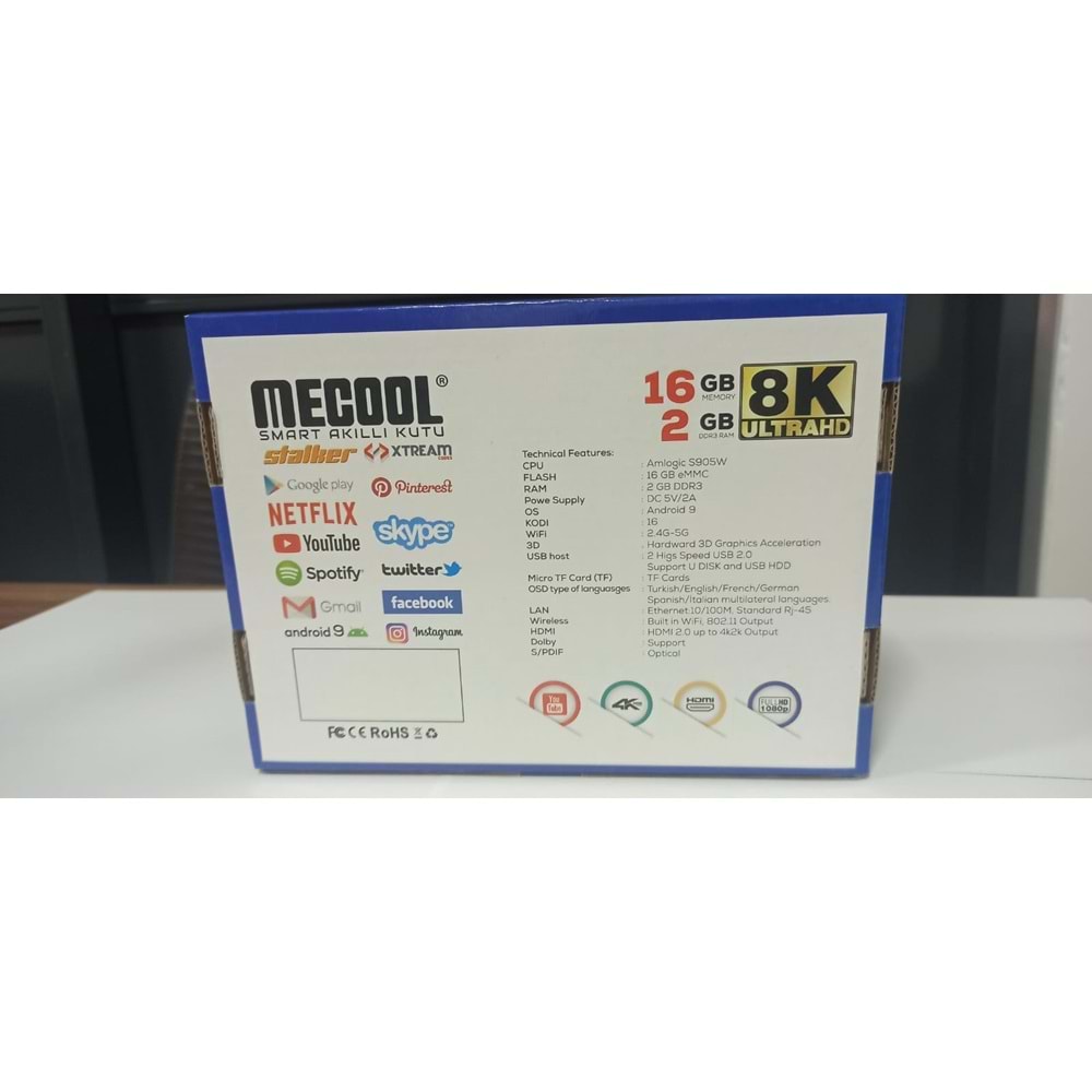 MECOOL S905W 2/16GB 2.4+ 5G BLUETOOTH DESTEKLİ 8K ULTRA HD ANDROID BOX