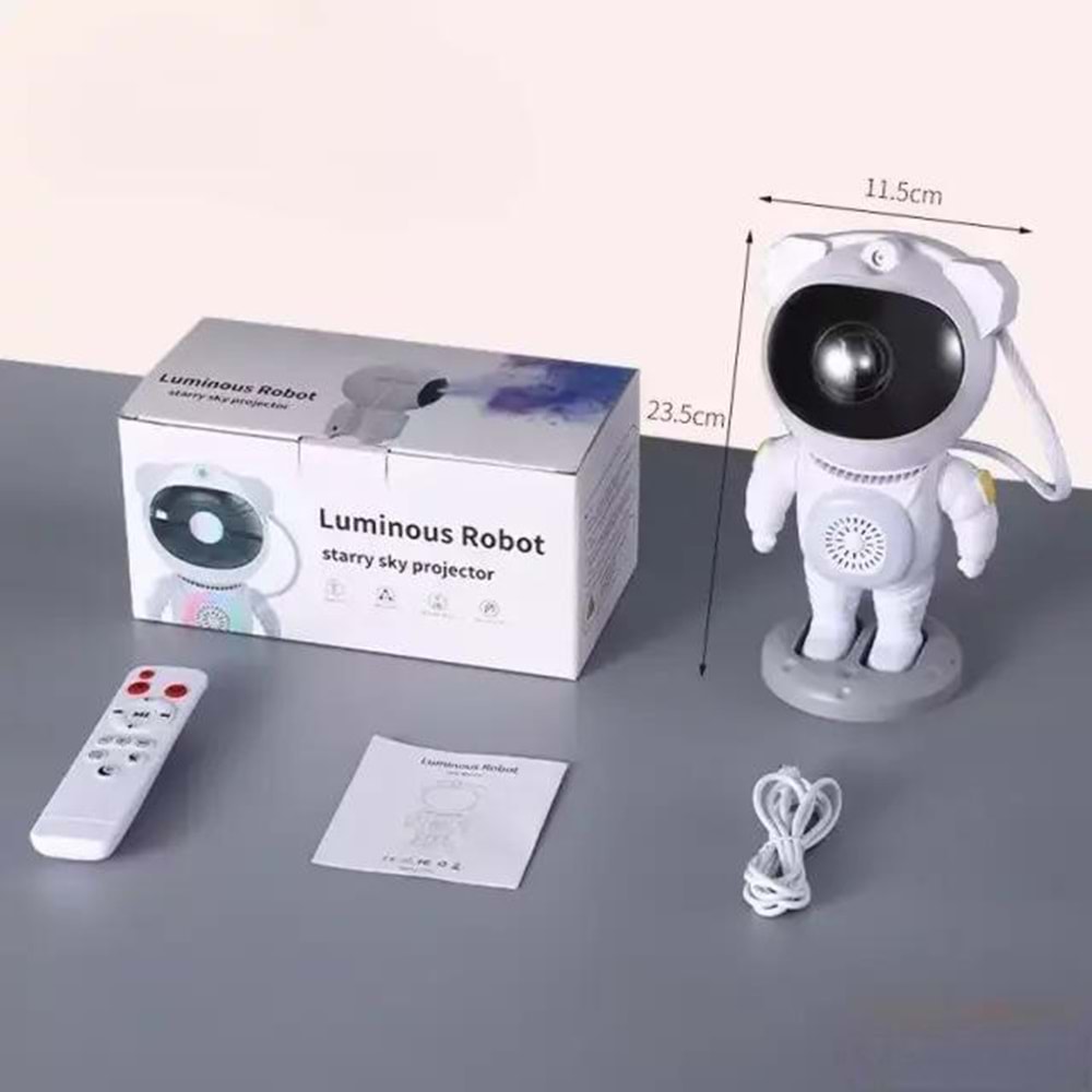 Astronot Projektör MXS-006 Bluetooth Hoparlör Yıldız Işıklı Galaksi Samanyolu Gece Lambası Kumandalı
