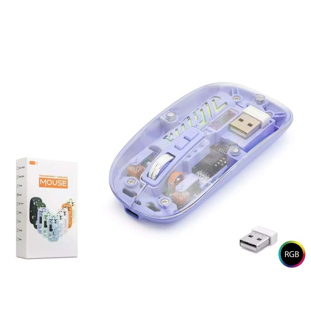 Nodar Nd1201p Wireless Şeffaf Mouse Mor