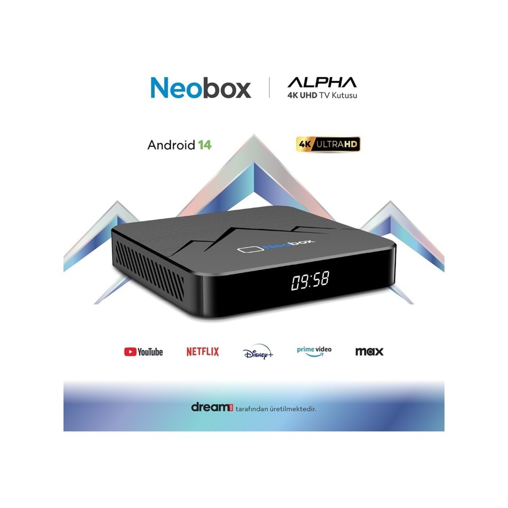 Dreamstar Neobox Alpha 4K UHD Tv Box| 2 GB Ram| 16 GB Hafıza | Android 14