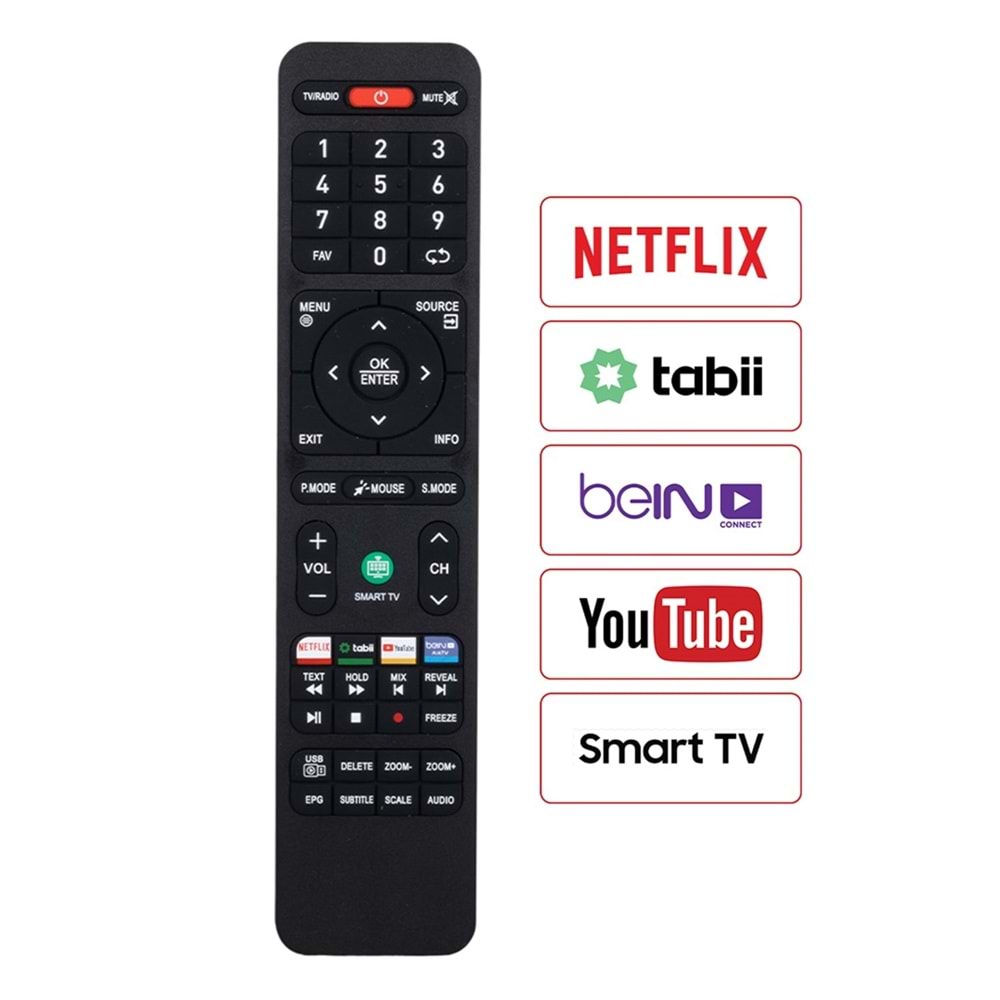 EUROBOX OTV2203 ONVO YOUTUBE NETFLİX TABİİ BEİNCONNECT TUŞLU LCD TV KUMANDA