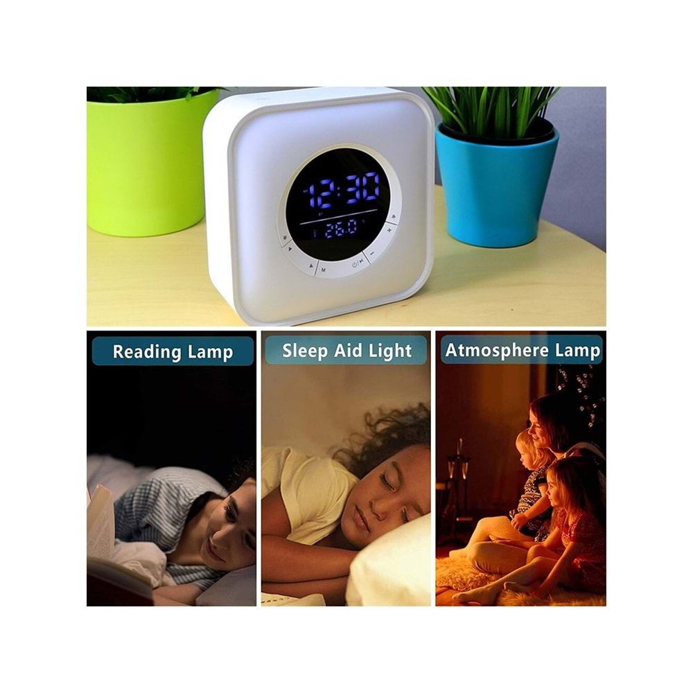 LED Bluetooth Çalar Renkli Saat Saat Rgb Ayarlanabilir Masa Gece Lambası Fm Radyo ile Ev Yatak Odası Içın Dijital Duvar