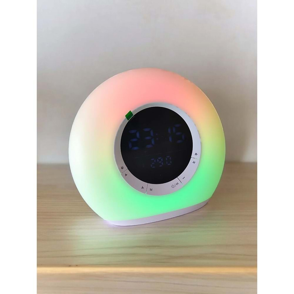 P11 BLUETOOTH HOPARLÖR ÇALAR SAAT LED SES RGB RENKLİ AMBİANS IŞIK FM MİNİ HOPARLÖR